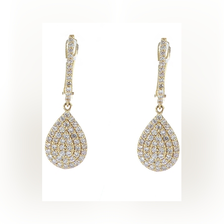 עגילי לין זהב 14K טיפת יהלומים