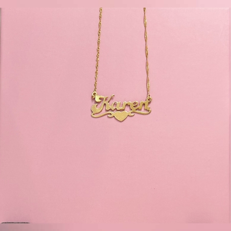 שרשרת שם מכסף באנגלית עם לב