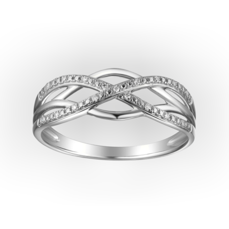 טבעת גלים - זהב 14K משובצת יהלומים