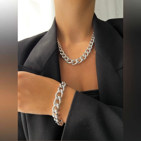 שרשרת חוליות מדורגת כסף 925/ ציפוי זהב