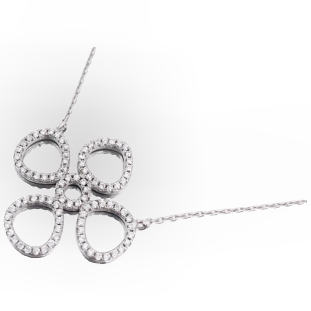 שרשרת תלתן מכסף משובצת זרקונים