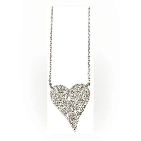 שרשרת קטלין, כסף 925, לב משובץ זרקונים מנצנצים