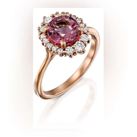 טבעת טורמלין זהב ויהלומים