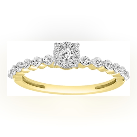 טבעת ענת זהב 14K יהלום סוליטר ושיבוץ יהלומים