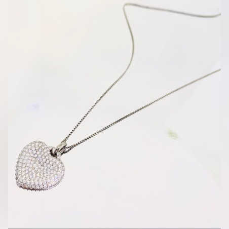 שרשרת לב גדול מלא משובץ זרקונים
