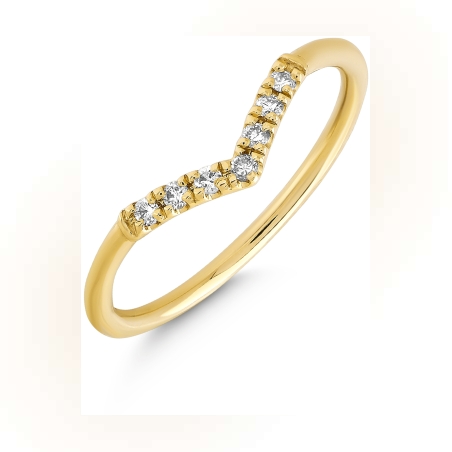 טבעת אור זהב 14K וי יהלומים