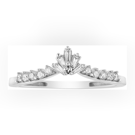 טבעת מרינה זהב 14K יהלומי באגט כתר