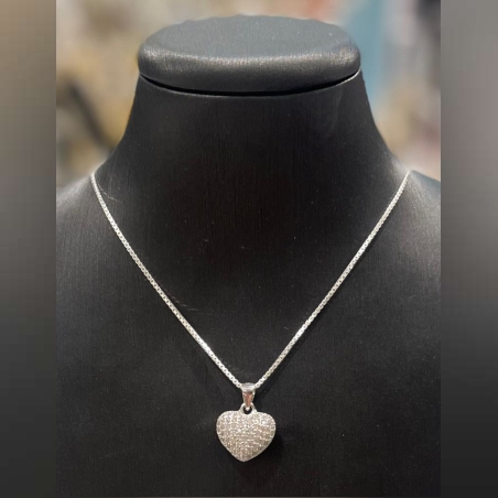 תליון כסף לב מלא משובץ זרקונים