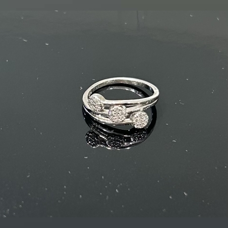 טבעת כסף 925 שלושה עיגולים משובצים זרקונים