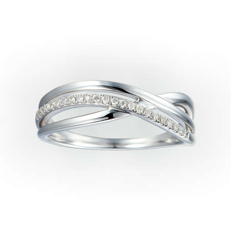 טבעת רואנה - זהב לבן 14K משובצת יהלומים