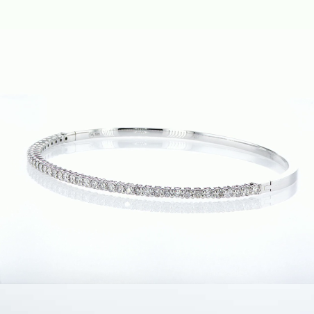 צמיד קשיח זהב לבן 14K משובץ יהלומים