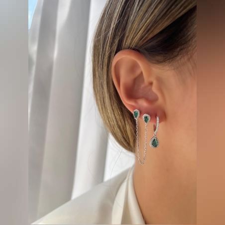 עגילי כסף 925 תלויים טיפה משובצת זרקונים