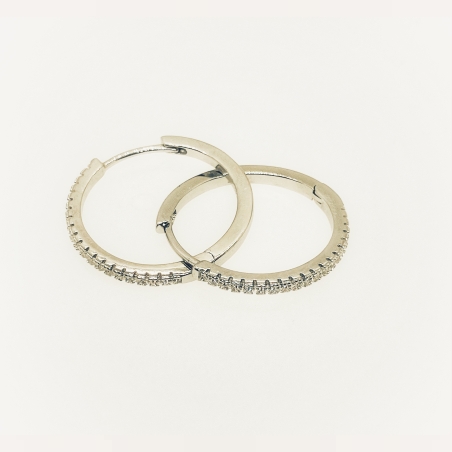 עגילי ג'יפסי מכסף משובצים זרקונים