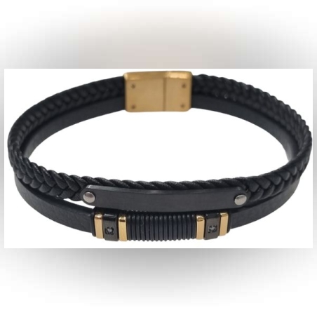 צמיד לגבר עם רצועת שתי רצועות עור