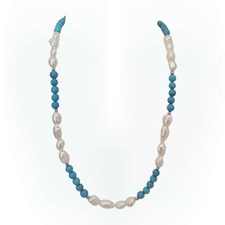 מחרוזת פנינים ואבני טורקיז