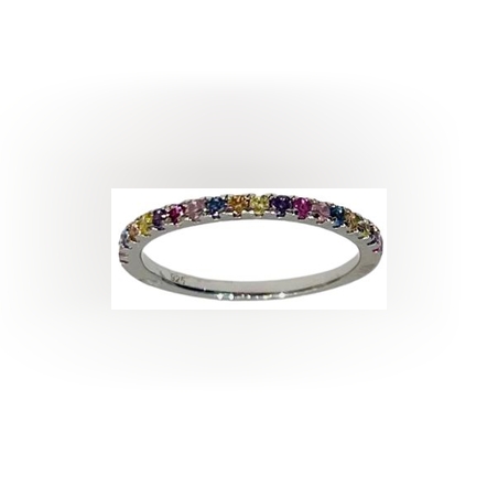 טבעת קשת -טניס דקה כסף 925 זרקונים צבעוניים