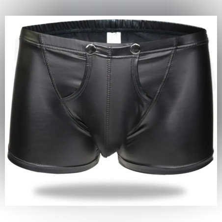 מכנס צמוד עם פתיחה קדמית דמוי עור