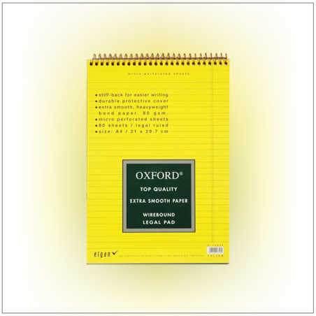 בלוק ספירל אוקספורד צהוב A4