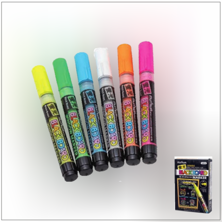 טוש ללוח גיר זוהר ניאון במגוון צבעים