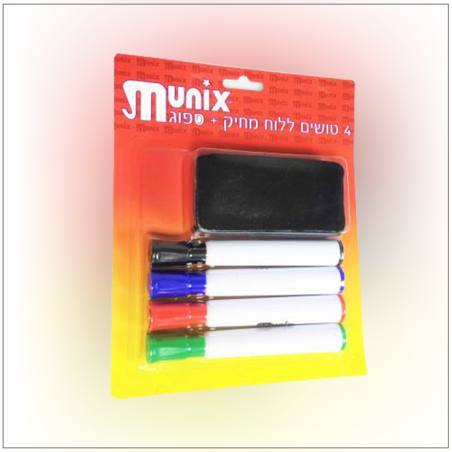 סט 4 טושים ללוח +ספוג מוניקס