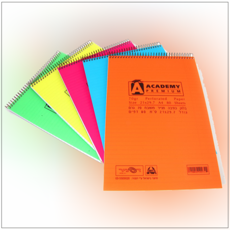 בלוק ספירל כריכה פלסטיק A4