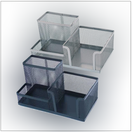 מעמד רשת מתכת לכלי כתיבה משולב שחור/כסוף