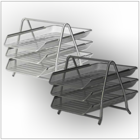 סט 3 מגשי רשת מתכת שחור/כסוף