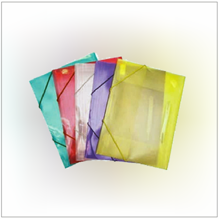 תיקיה פלסטיק עם גומי ותיוק שקוף/שקוף צבעוני A4