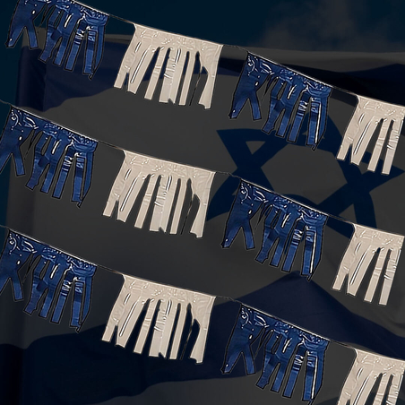 שרשרת דגלים שובלים כחול לבן 50 מטר