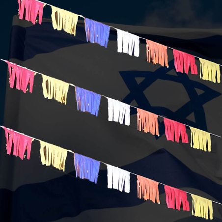 שרשרת דגלים שובלים צבעוני 50 מטר