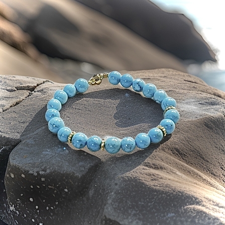 צמיד קריסטל אבני טורקיז בשיבוץ זהב