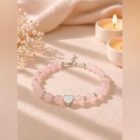 צמיד אבן רוז קוורץ