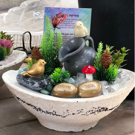 מזרקה אובלית (דגם רחב) מעורבת אמזונייט וקוורץ