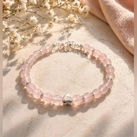 צמיד אבן רוז קוורץ