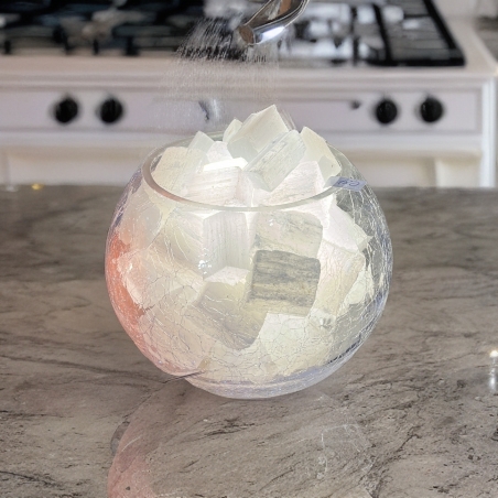 מנורת סלנייט בכלי זכוכית דמוי סדוק