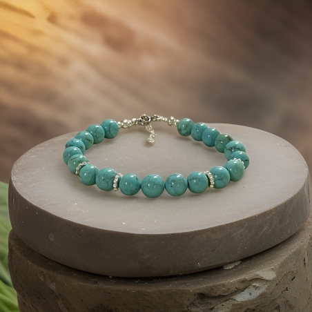 צמיד קריסטל אבני טורקיז בשיבוץ כסף 925