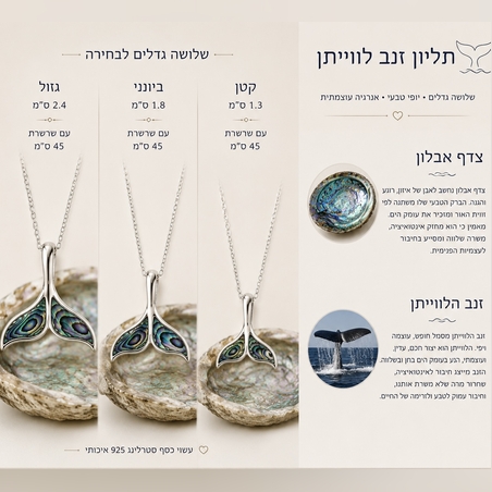 תליון זנב הכריש צדף אבלון