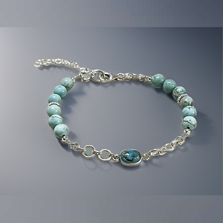 צמיד כסף משובץ באבני קריסטל טורקיז