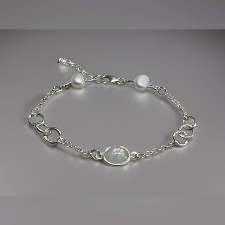 צמיד כסף 925 בשיבוץ אבן המונסטון