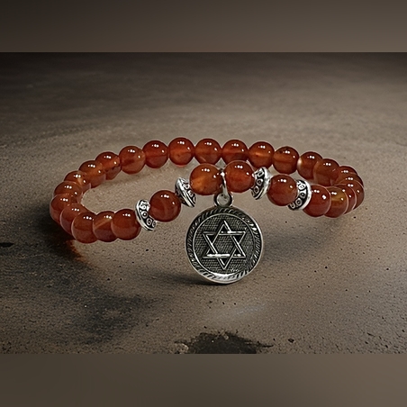 צמיד מגן דוד מאבני קריסטל קרנליאן