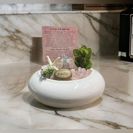 מזרקת מים קרמיקה מעוצבת ומשולבת אבני קריסטל לבחירה