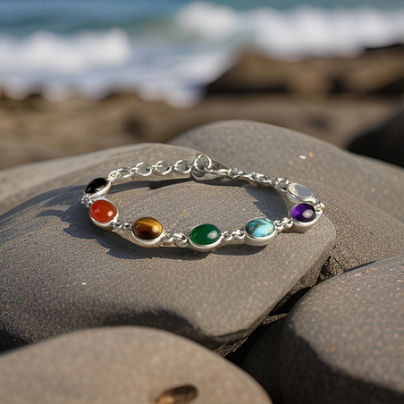 צמיד כסף 7 צ׳אקרות