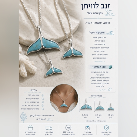 תליון זנב לוויתן טורקיז