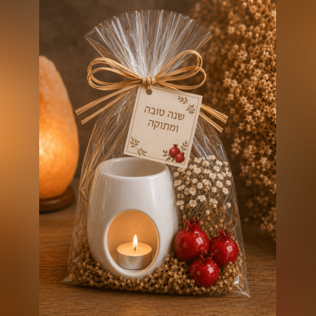 מארז פמוט מבער לכבוד ראש השנה בתוך תיק מעצב