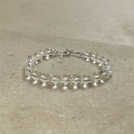 צמיד קריסטל אבני קוורץ בשיבוץ כסף 925