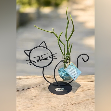 מעמד דקורטיבי חתול בשילוב אבני הקריסטל