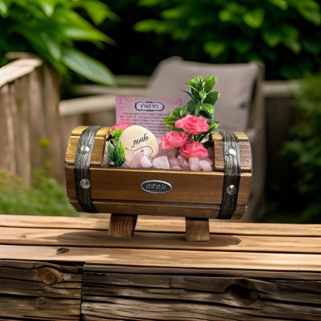 עציץ קריסטל חבית רוז קוורץ