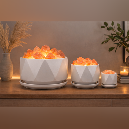 סט שלישיית מנורות מלח הימלאיה