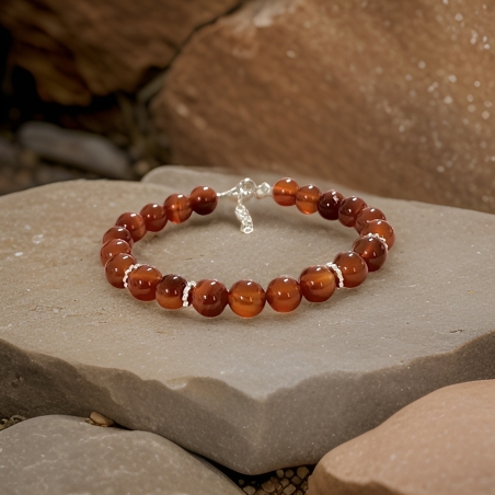 צמיד קריסטל אבני קרנליאן בשיבוץ כסף 925