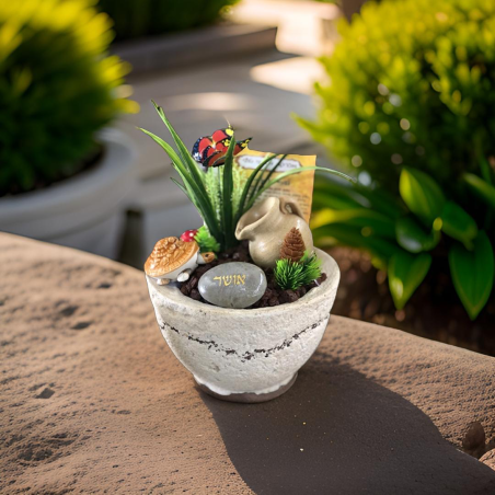 מזרקת אבני בזלת ארץ ישראל קטנה עם מעמד